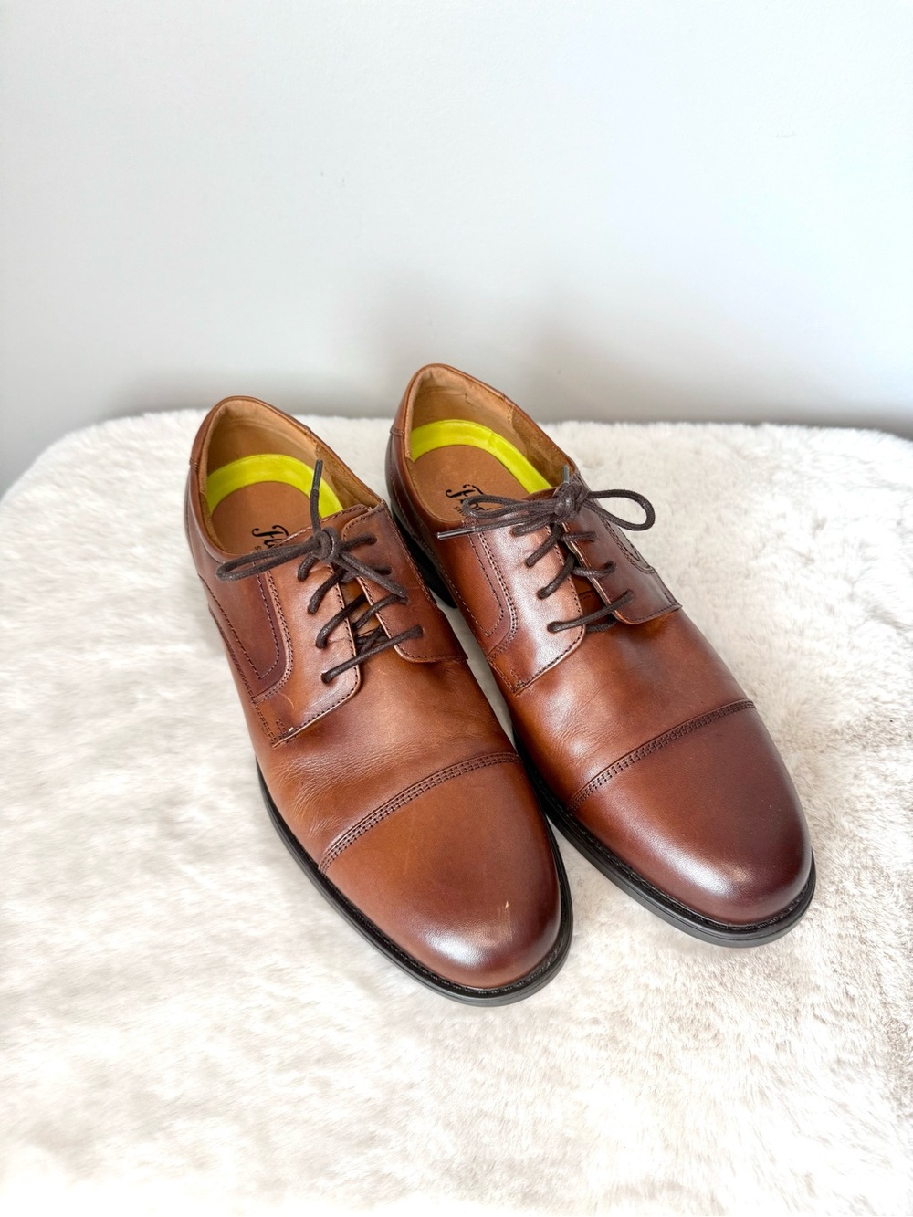 Men's Florsheim Midtown Cognac Brown Leather Cap-Toe Oxford Dress Shoes